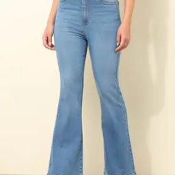 Stone Washed Flared Jeans with Fixed Waist-image-70