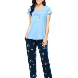 Typographic Print T-Shirt & Pyjamas Set-image-18