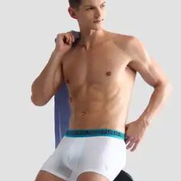 Men Contrast Logo Knit Waistband Trunks-picture-47
