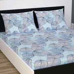120 TC Minimal Leaf Double Size Bedsheet with 2 Pillow Covers-image-10