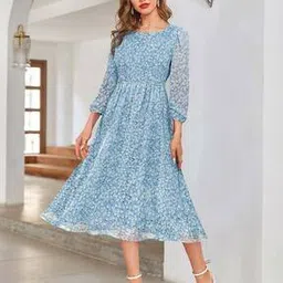 Floral Print Fit & Flare Dress-image-32