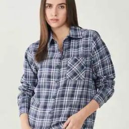 Checked Oversized Shirt with Patch Pocket-27