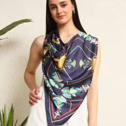 Women Abstract Printed Silk Scarf-7