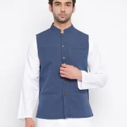 Sleeveless Nehru Jacket with Button Closure-image-4