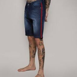 Denim Shorts with Contrast Stripes-picture-40