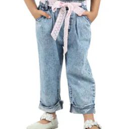 Washed Straight Fit Jeans with Tie-Up-image-65