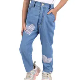 Lightly Washed Jeans with Heart Print-image-59