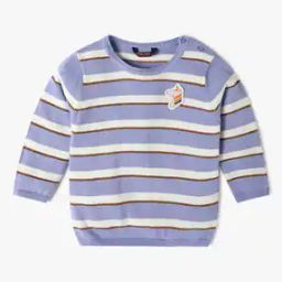Infants Striped Round-Neck Sweater-image-3