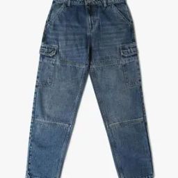 Boys Lightly Washed Regular Jeans with Cargo Pockets-picture-18