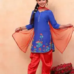 biba Girls Floral Print Straight Kurta with Patiala Pants & Dupatta-picture-26