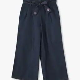 Girls Wide-Leg Pleated Pants with Tie-Up Belt-image-98