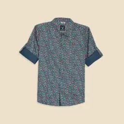 Boys Micro Print Slim Fit Cotton Shirt-picture-46
