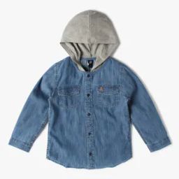 Organic Cotton Hooded Button-Down Shirt-image-38