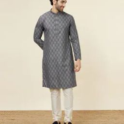 Micro Print Mandarin-Neck Kurta-image-94