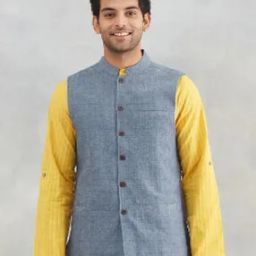 Men Textured Nehru Jacket with Button-Closure-11
