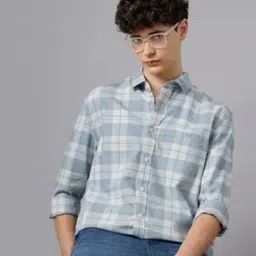 british club Men Plaid Checks Slim Fit Casual Shirt-picture-1