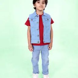 Boys Printed Pants & T-Shirt Set with Jacket-15