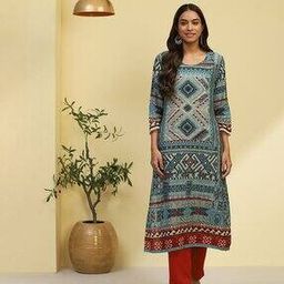 biba Women Geometric Print Straight Kurta-picture-15