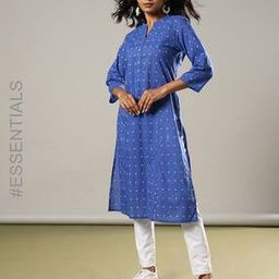 Women Micro Print Cotton Straight Kurta with Insert Pocket-image-26