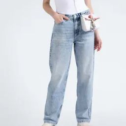 Women Heavily Washed 90s Straight Jeans-image-3