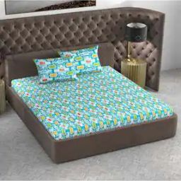 144 TC Printed Bedsheet with Pillow Covers-image-4