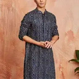 Men Bandhani Print Regular Fit Long Kurta-image-65