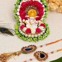 Rakhis with Ganesha Idol & Roli-Chawal Set-image-11