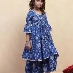 biba Girls Floral Print Anarkali Kurta Set-picture-29