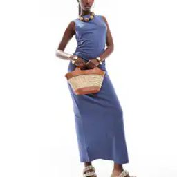 Boat-Neck Maxi Dress with Ruched Sides-image-5