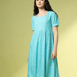 Women Floral Print Fit & Flare Dress-image-87