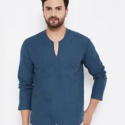 Textured Round-Neck Short Kurta-image-20