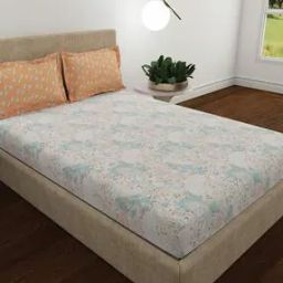 120 TC Floral Print Queen-Size Bedsheet with Pillow Covers-10