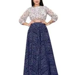 Women Bandhani Print Flared Maxi Skirt-picture-17