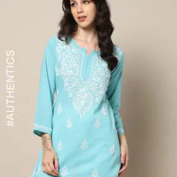 Women Hand Embroidered Lucknowi Chikankari Straight Kurta-image-74