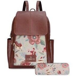 Women Floral Print Backpack with Pouch-1