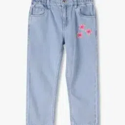Girls Lightly Washed Mid-Rise Wide Jeans-image-56