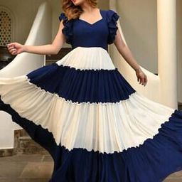 Women Colour-Block Flared Kurta-image-5