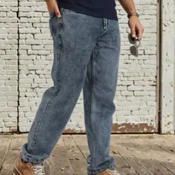 Shein Full Length Stone Wash Jeans with Pockets-image-86