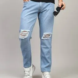 Shein Ankle Length Light Wash Knee Slit Straight Jeans-image-96