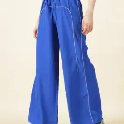 Shein Full Length Wide Track Pant With Piping Detail-image-4