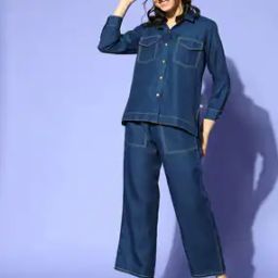 Women DEnim Shirt & Pyjamas Set-image-45