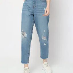 Lightly Washed Distressed Relaxed Fit Jeans-image-15