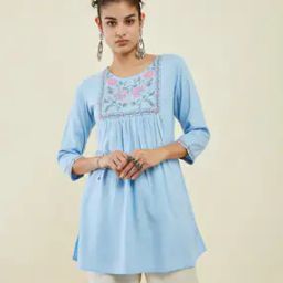 Floral Embroidered Round-Neck Tunic-image-52