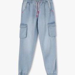 Girls Light-Wash Cargo Jogger Jeans-picture-41