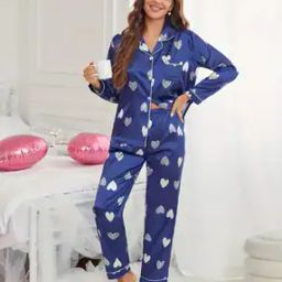 Women Geometric Print Shirt & Pyjamas Set-8