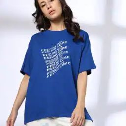 Women Typographic Print Oversized Round-Neck T-Shirt-image-18