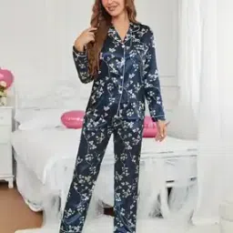 Women Floral Print Shirt & Pyjamas Set-image-50