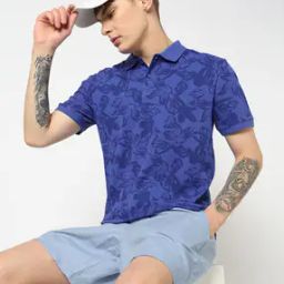 Men Leaf Print Polo Neck T-Shirt-image-23