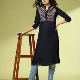 Women Straight Kurta with Embroidered Yoke-image-37