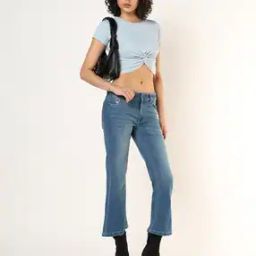 Women Lightly Washed Bootcut Jeans-image-87